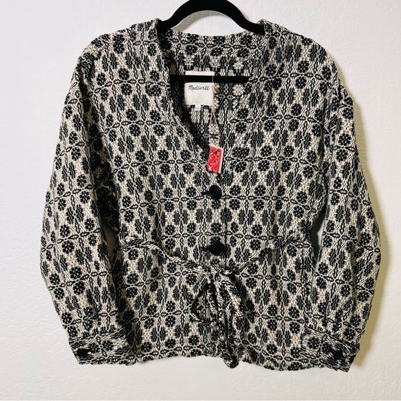 SOLD Madewell Geometric Jacquard Tie-Waist Jacket Small - Picture 4 of 8